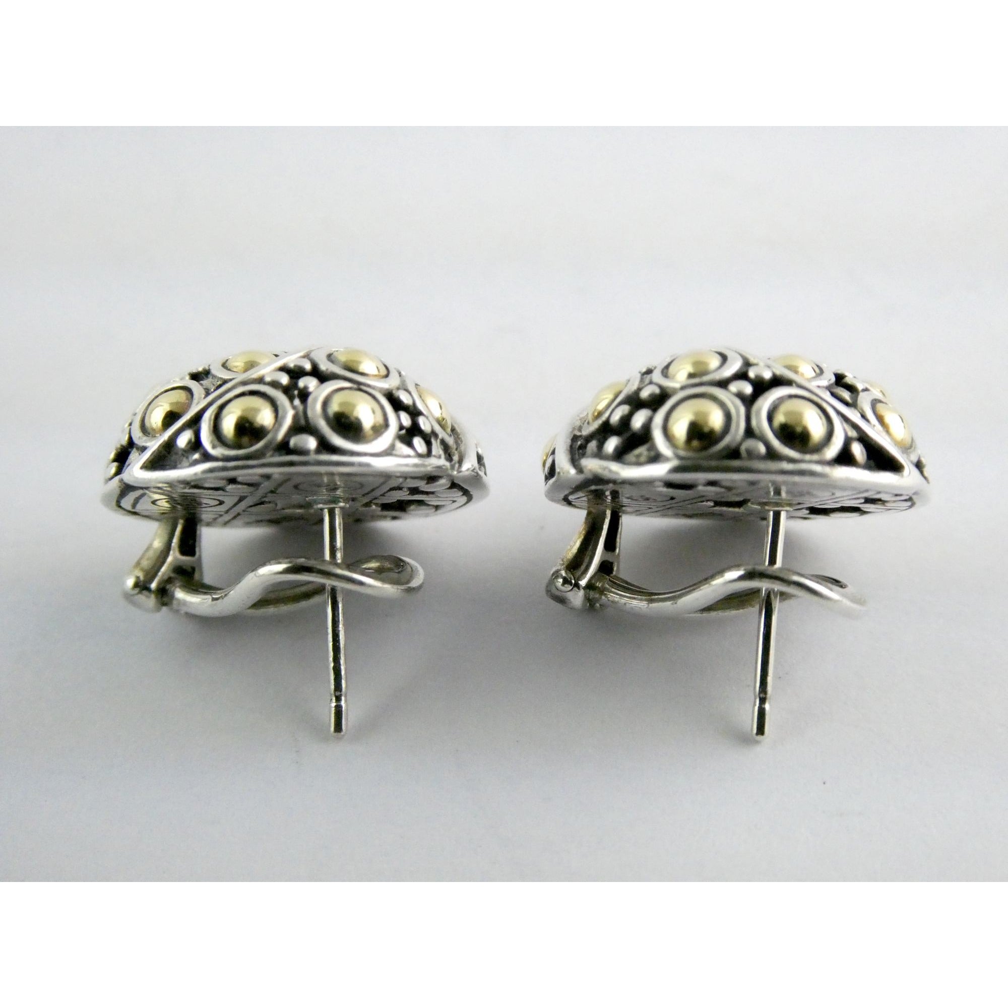 John Hardy Jaisalmer Sterling Silver 18k Yellow Gold Dot Circle Pierced Earrings