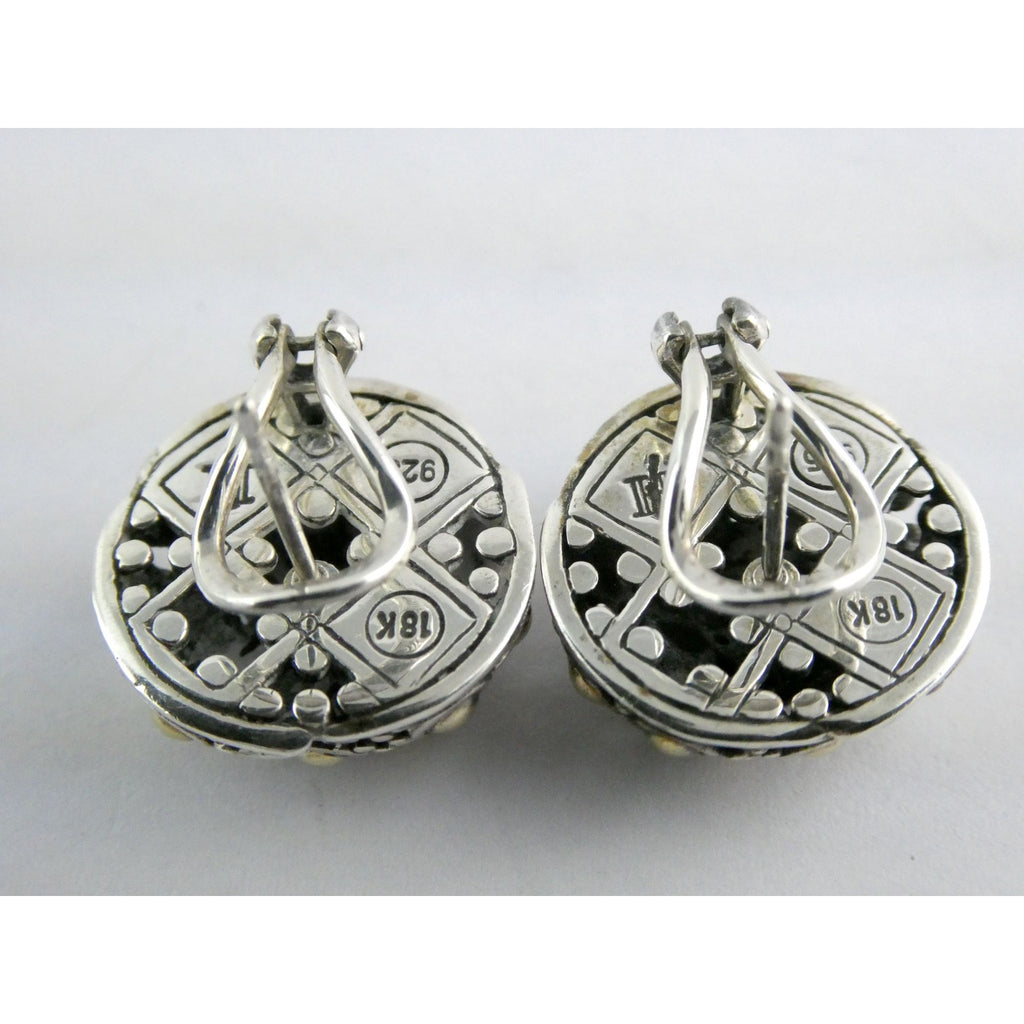 John Hardy Jaisalmer Sterling Silver 18k Yellow Gold Dot Circle Pierced Earrings