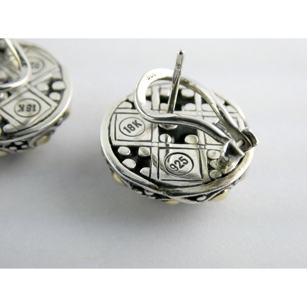 John Hardy Jaisalmer Sterling Silver 18k Yellow Gold Dot Circle Pierced Earrings