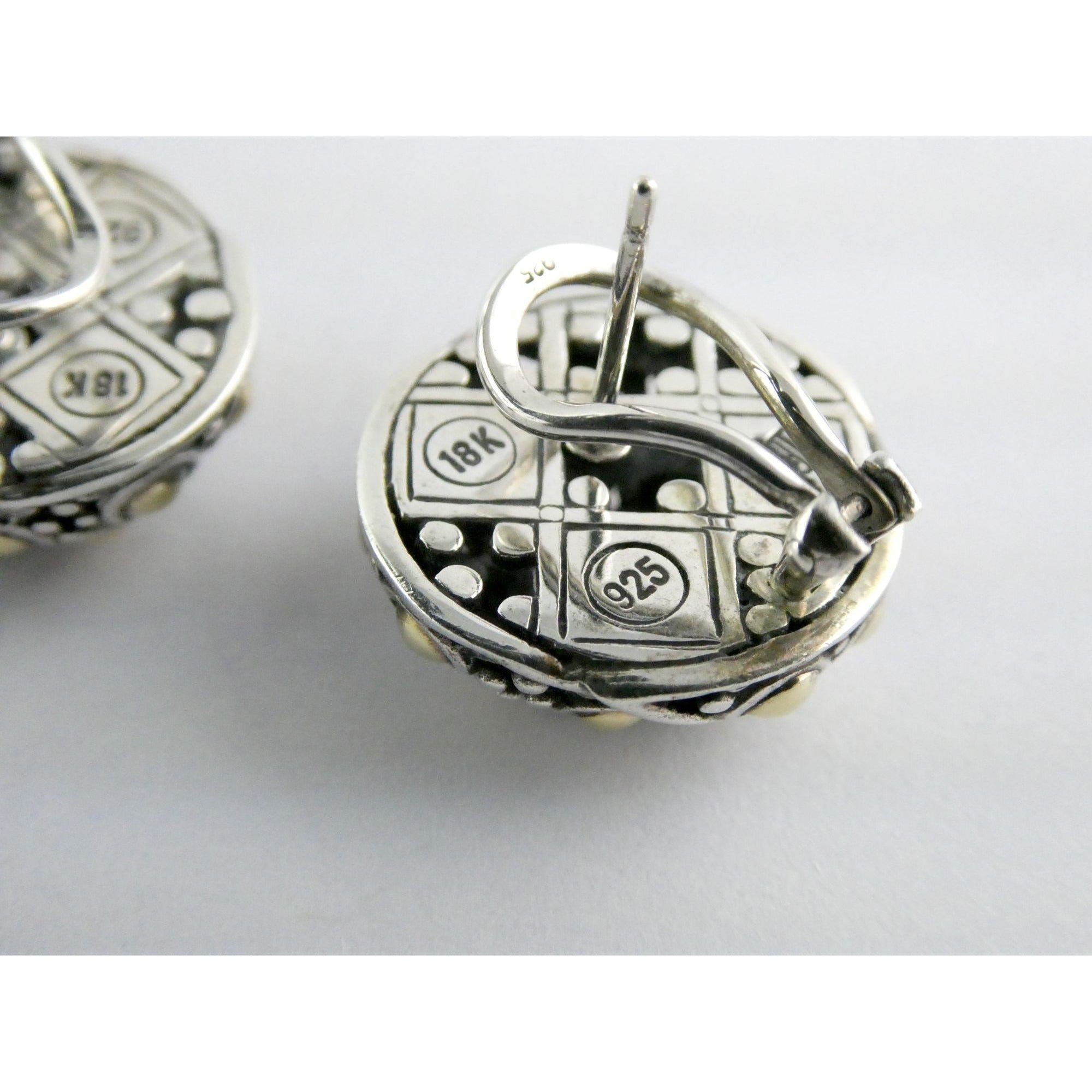 John Hardy Jaisalmer Sterling Silver 18k Yellow Gold Dot Circle Pierced Earrings