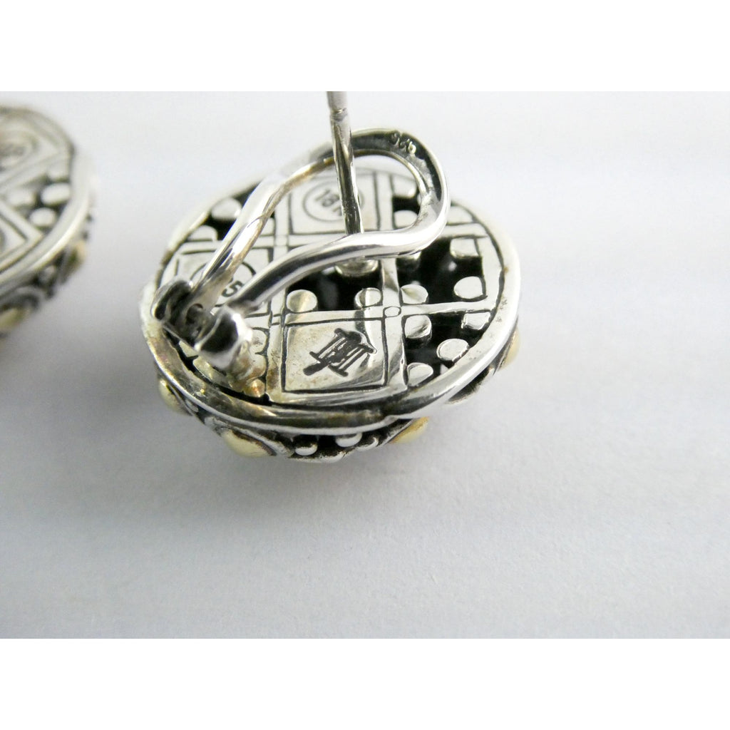 John Hardy Jaisalmer Sterling Silver 18k Yellow Gold Dot Circle Pierced Earrings