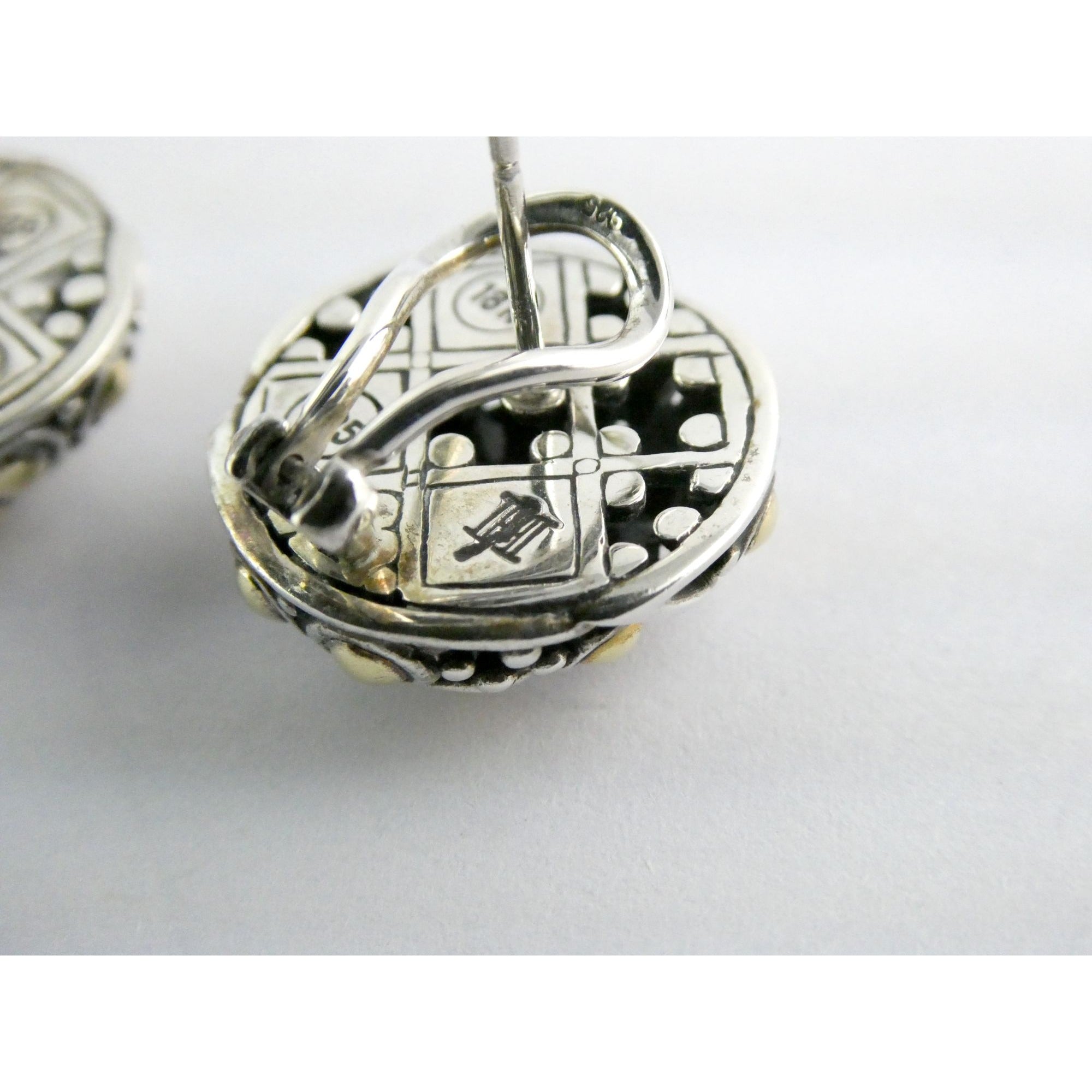 John Hardy Jaisalmer Sterling Silver 18k Yellow Gold Dot Circle Pierced Earrings