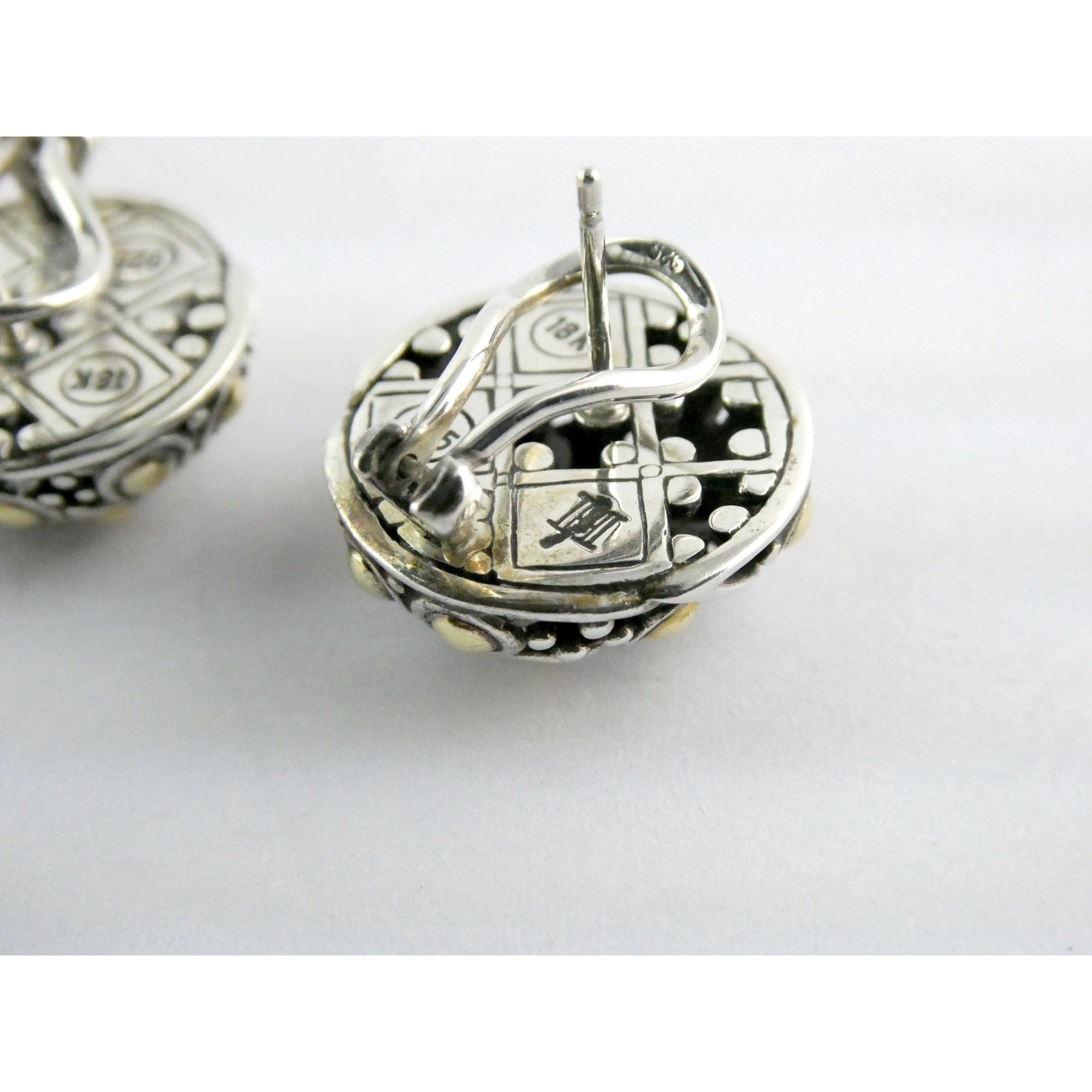 John Hardy Jaisalmer Sterling Silver 18k Yellow Gold Dot Circle Pierced Earrings