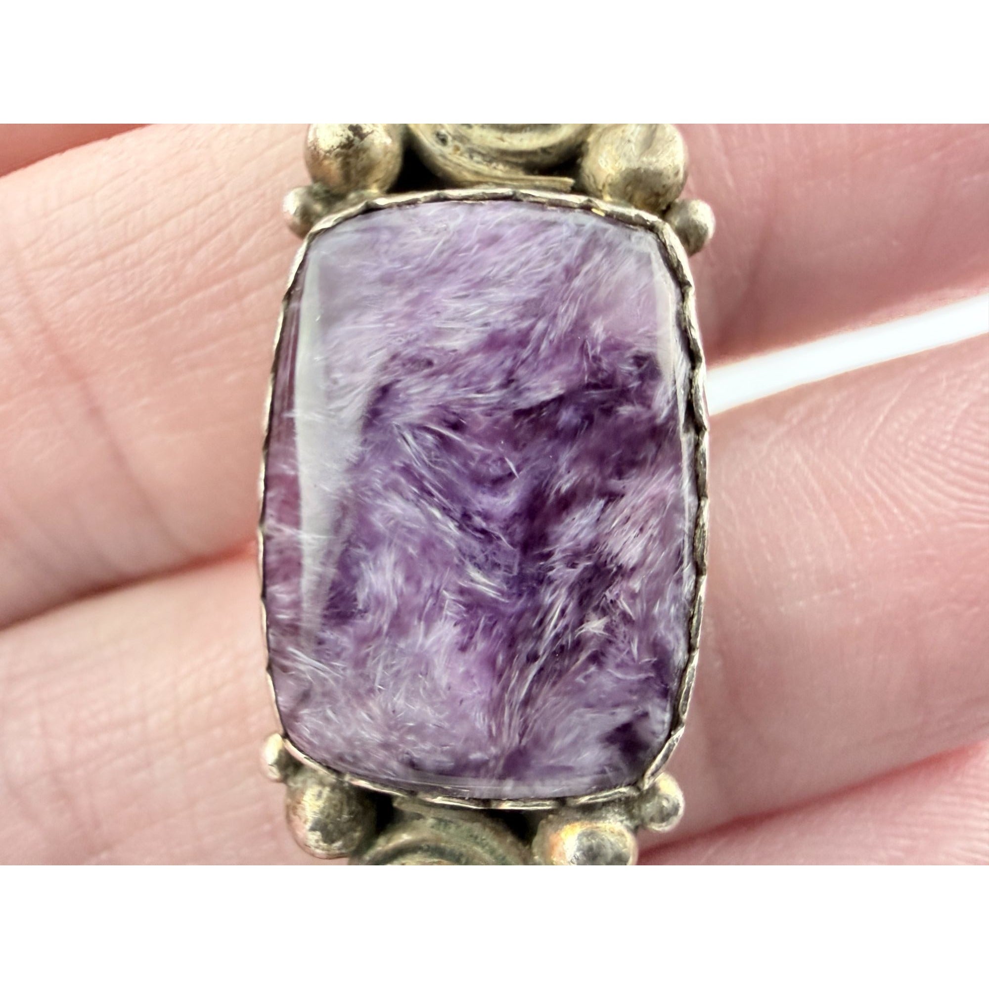 Southwestern LA Star Mark Sterling Silver Charoite Pendant 5.3g 42mm Length