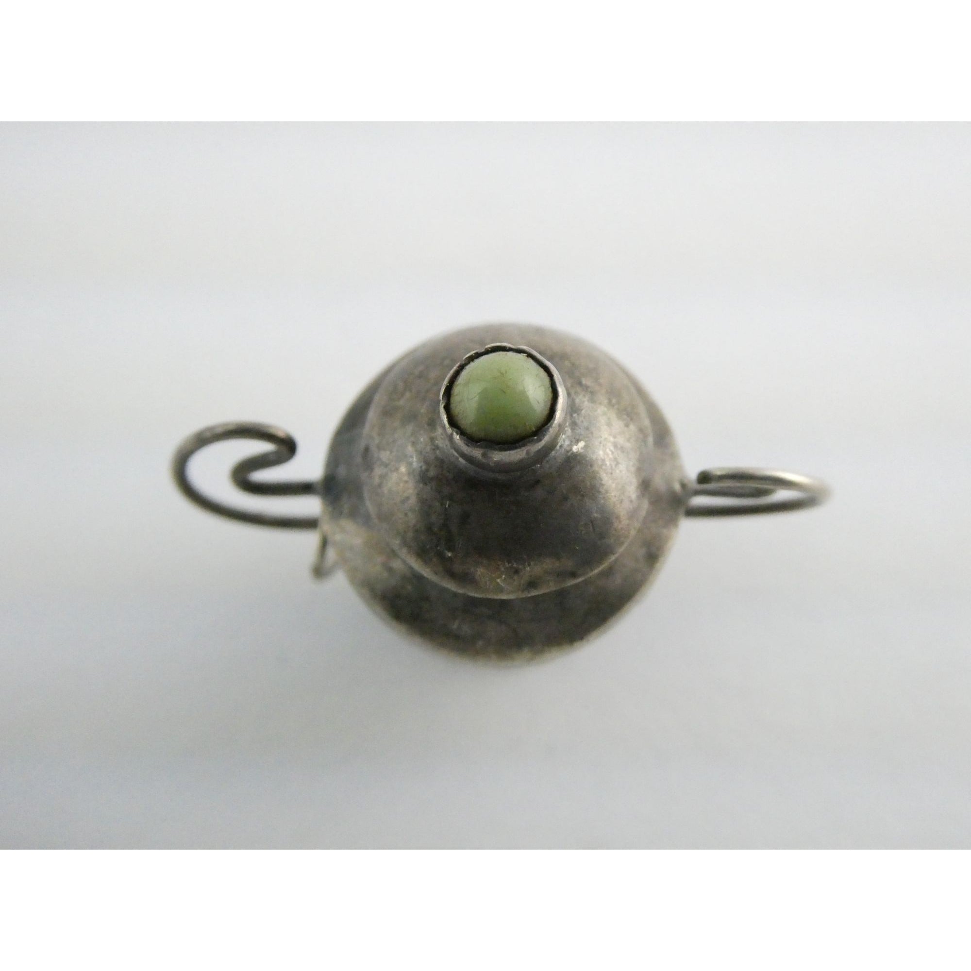 Vintage Sterling Silver Lidded Sugar Bowl Pendant w Turquoise Finial 3.4g 1 Inch
