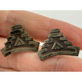 Vintage 1940s or 50s Era Mexican Silver Screwback Earrings Glyph Design 5g 7/8In