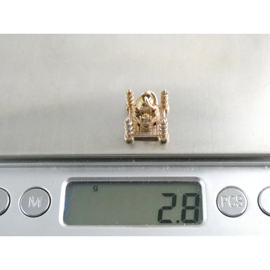 Vintage Hand Tooled 10k Rose Gold Taj Mahal Figural Charm Pendant .75 Inch