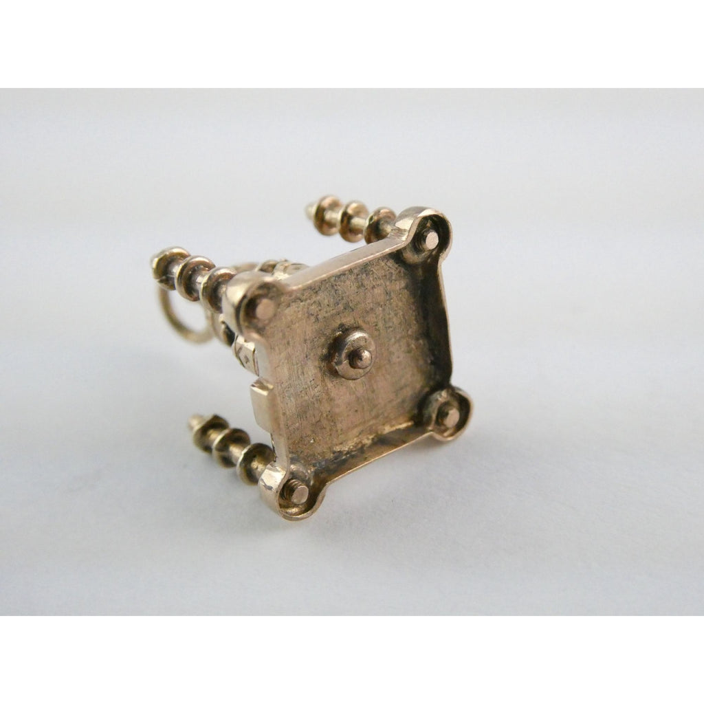 Vintage Hand Tooled 10k Rose Gold Taj Mahal Figural Charm Pendant .75 Inch