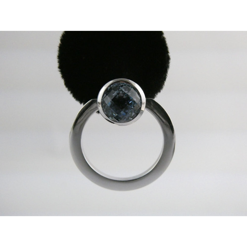 Movado Sterling Silver Faceted Blue Topaz Stud Earrings 9.4g 22mm Diameter