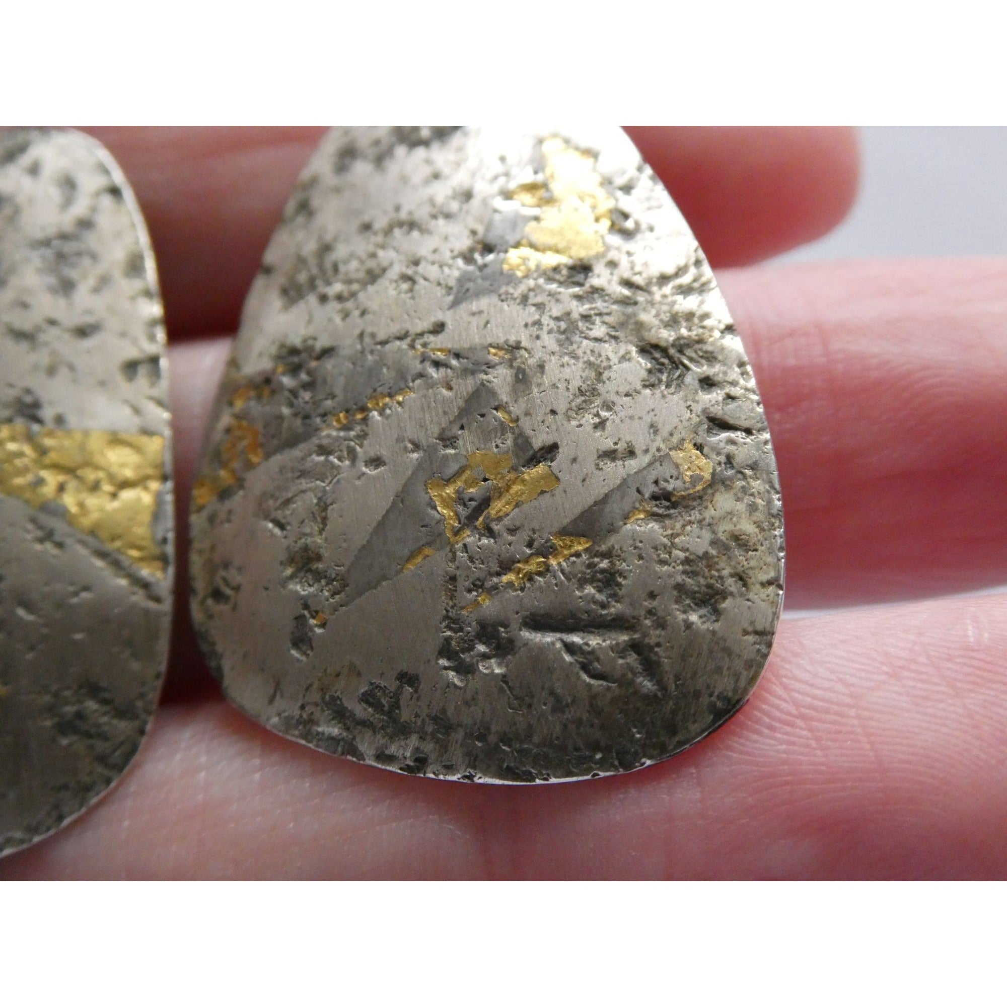 Sydney Lynch Sterling Silver and Gold Modernist Freeform Earrings 7.9g 1.5 Inch