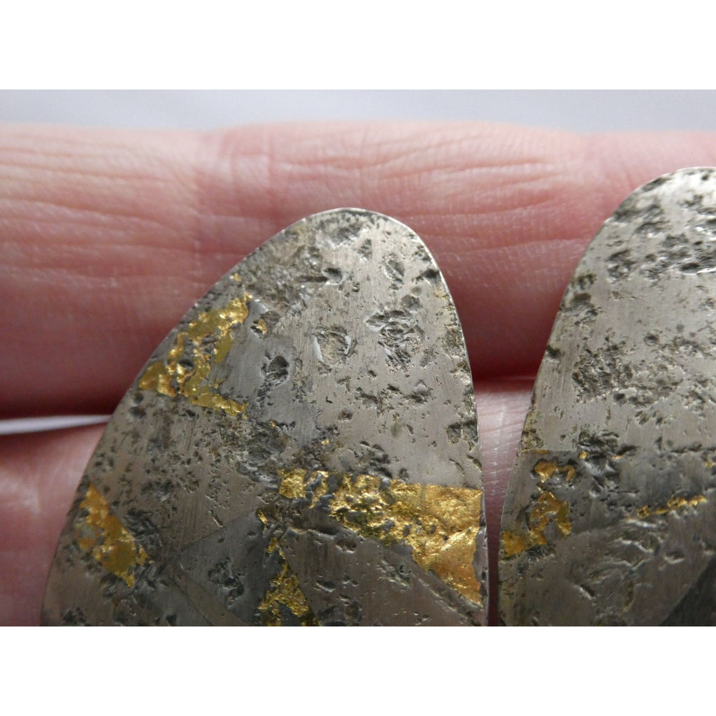 Sydney Lynch Sterling Silver and Gold Modernist Freeform Earrings 7.9g 1.5 Inch