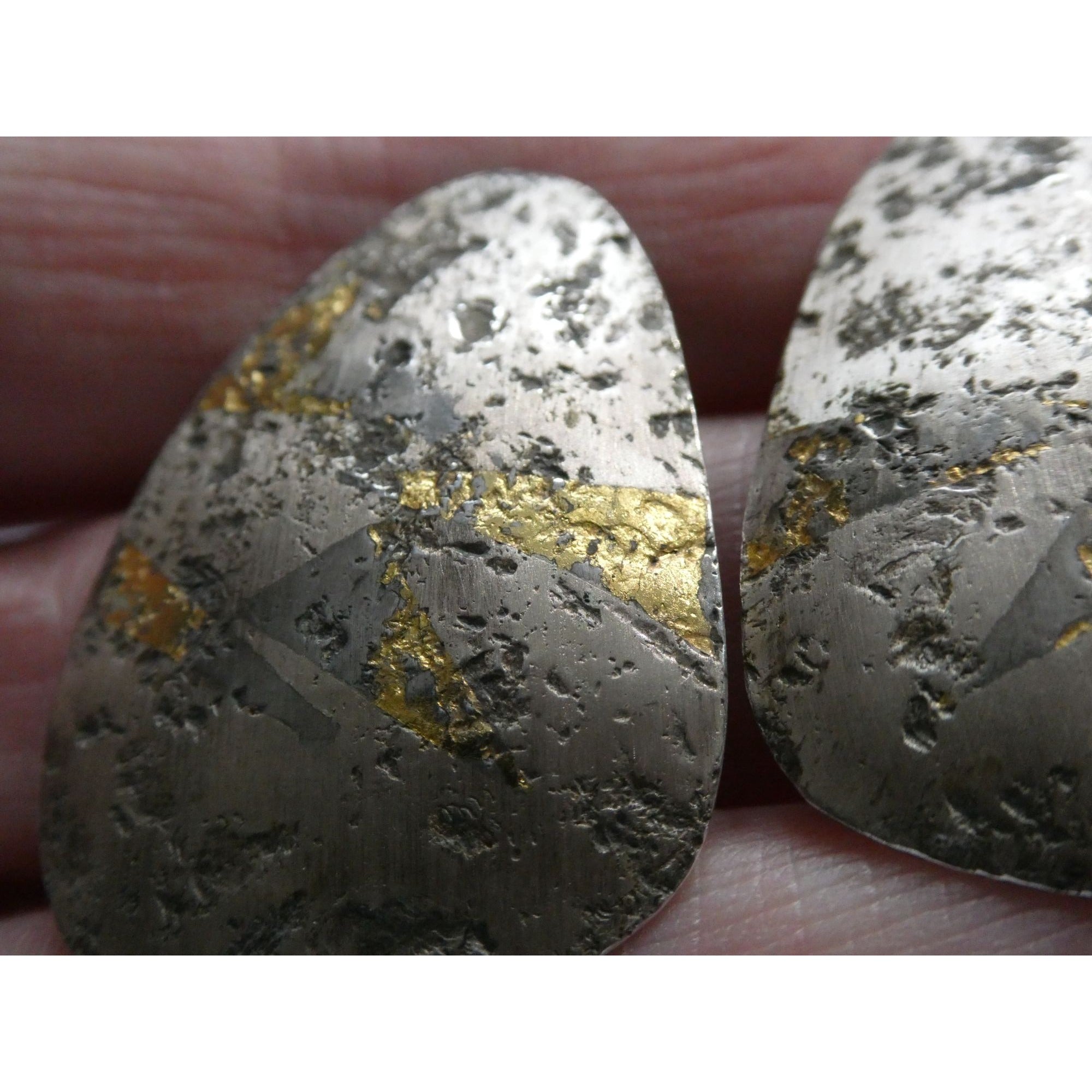 Sydney Lynch Sterling Silver and Gold Modernist Freeform Earrings 7.9g 1.5 Inch