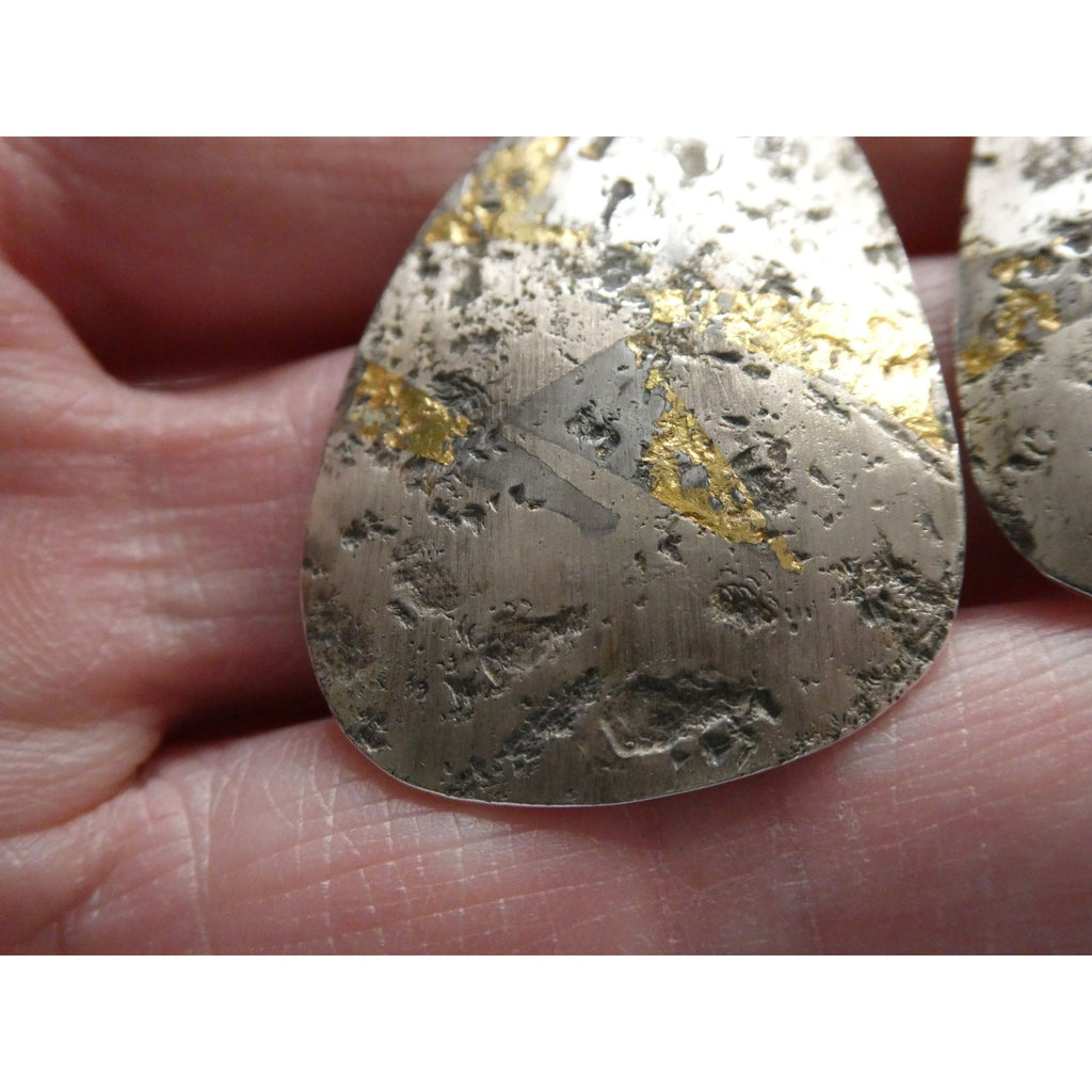 Sydney Lynch Sterling Silver and Gold Modernist Freeform Earrings 7.9g 1.5 Inch