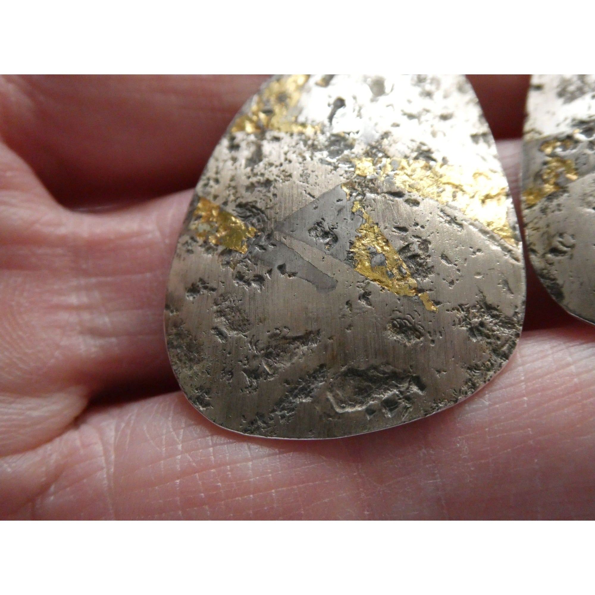 Sydney Lynch Sterling Silver and Gold Modernist Freeform Earrings 7.9g 1.5 Inch