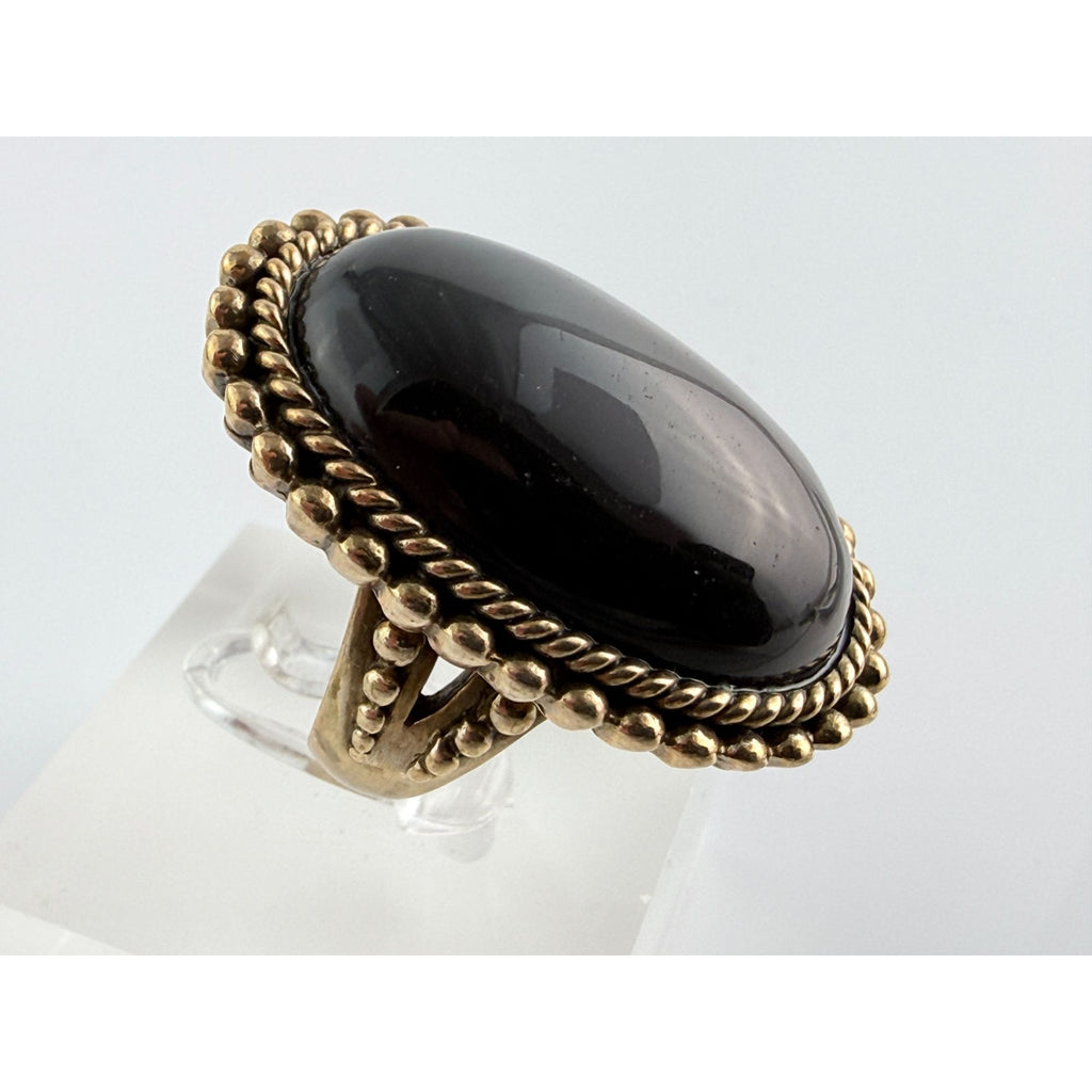 Vintage Stephen Dweck Bronze Black Moonstone Cabochon Ring size 7.75 20.8g