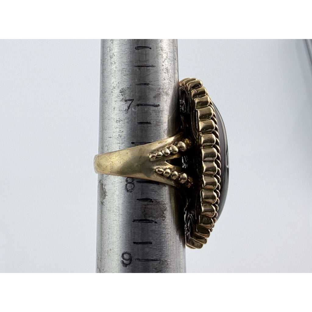 Vintage Stephen Dweck Bronze Black Moonstone Cabochon Ring size 7.75 20.8g