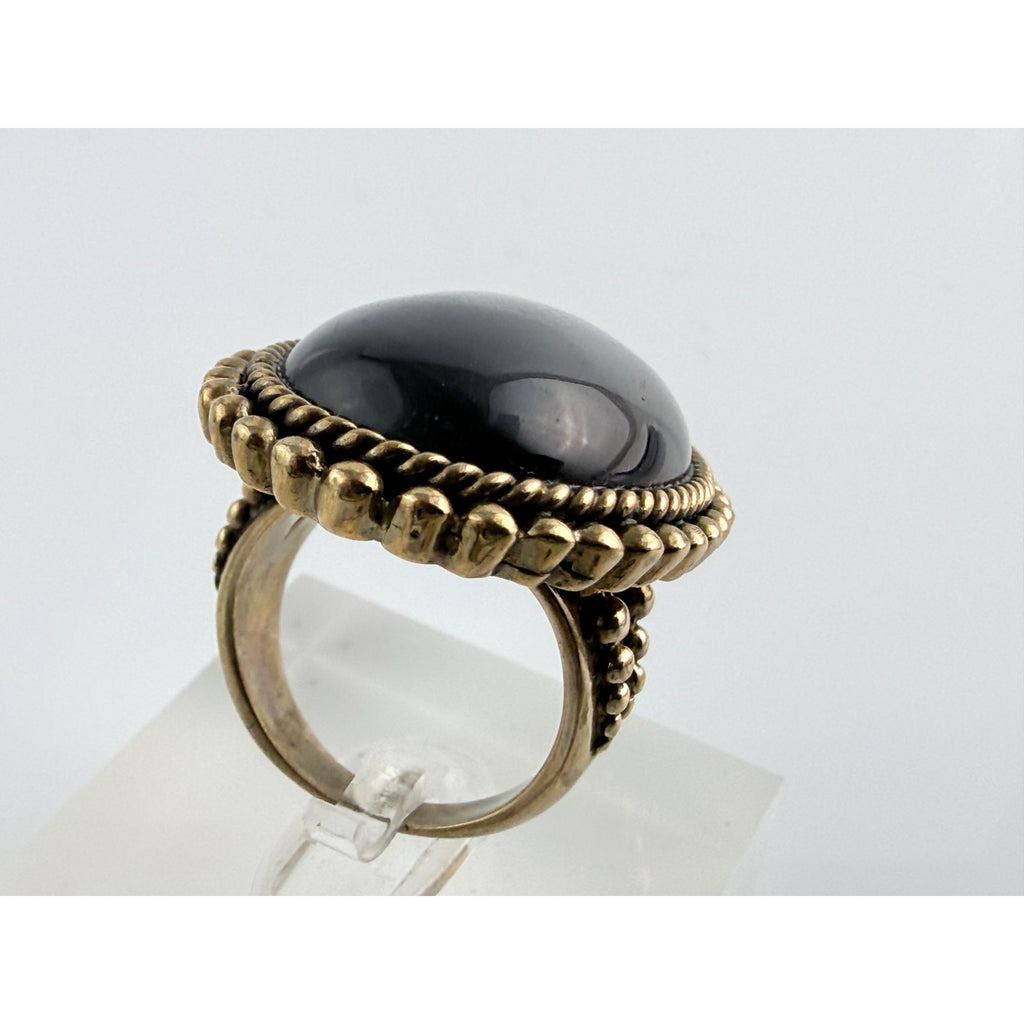 Vintage Stephen Dweck Bronze Black Moonstone Cabochon Ring size 7.75 20.8g