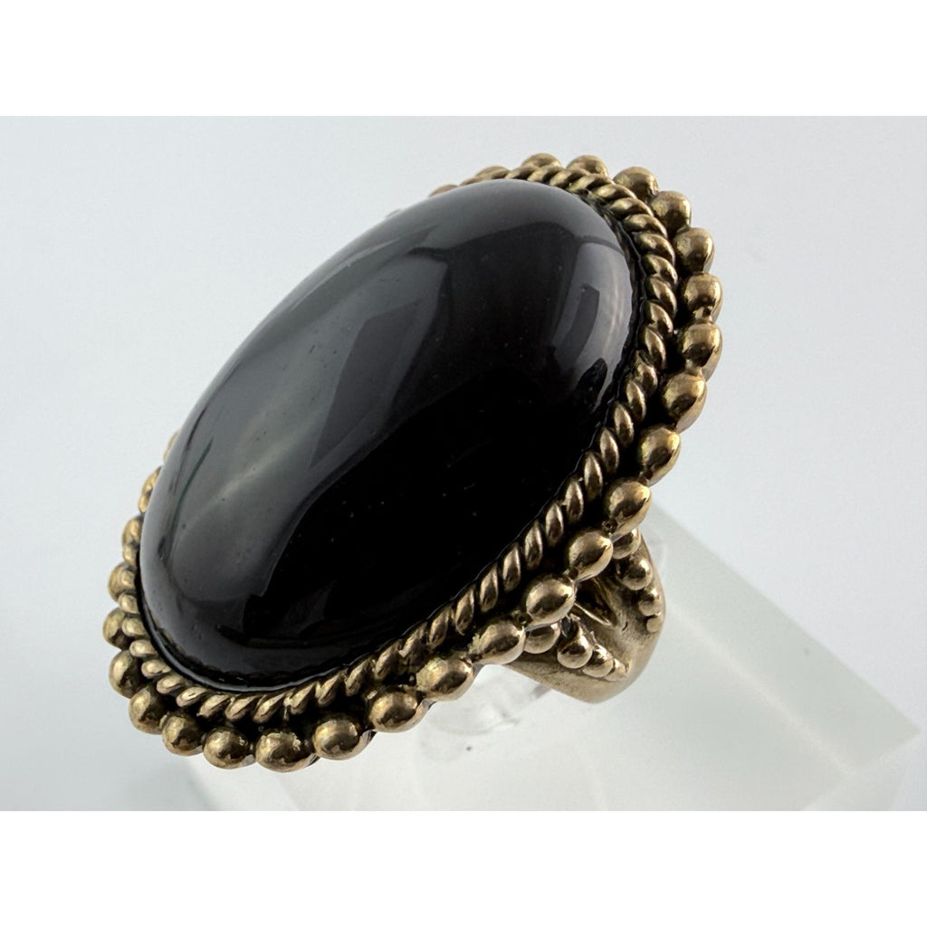 Vintage Stephen Dweck Bronze Black Moonstone Cabochon Ring size 7.75 20.8g