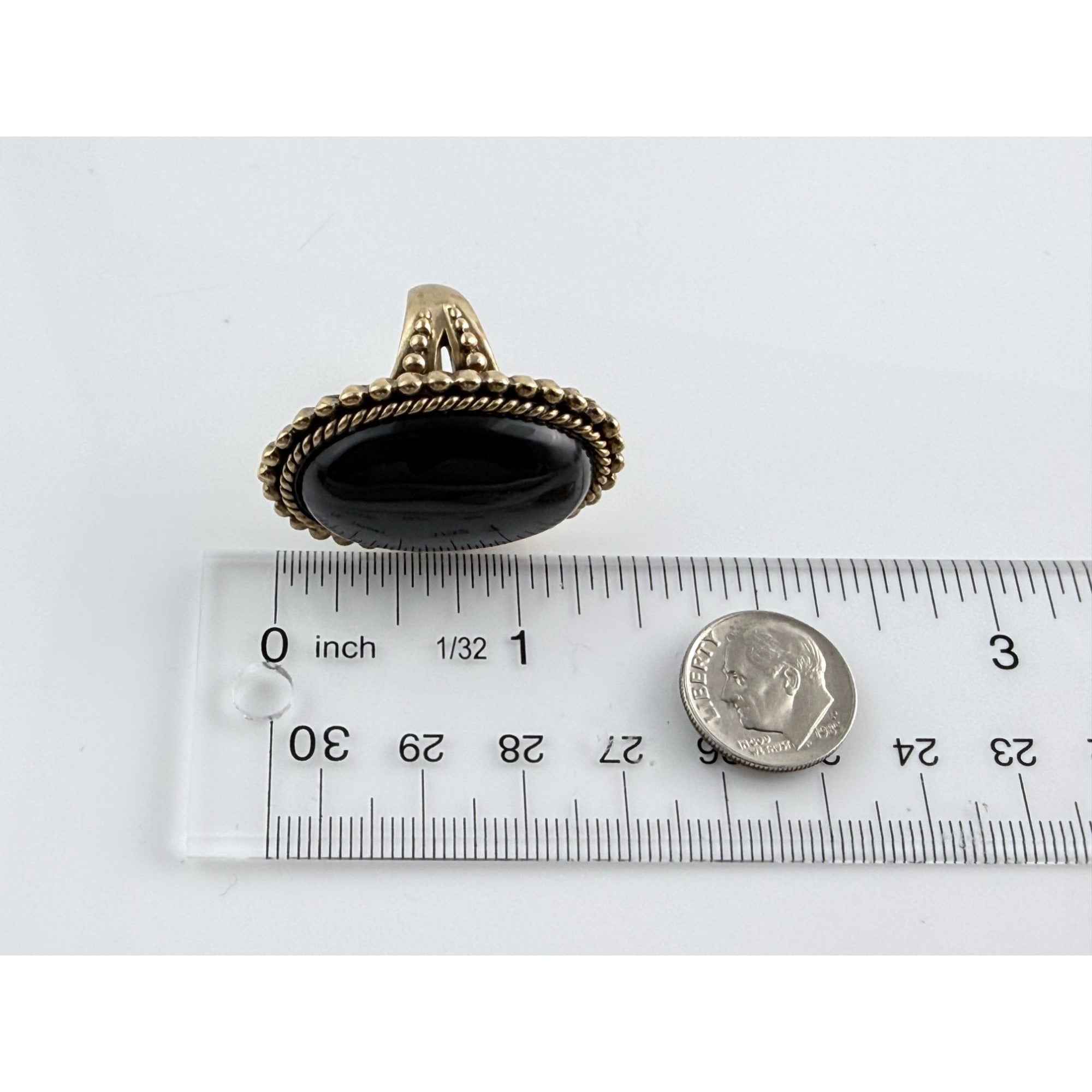 Vintage Stephen Dweck Bronze Black Moonstone Cabochon Ring size 7.75 20.8g