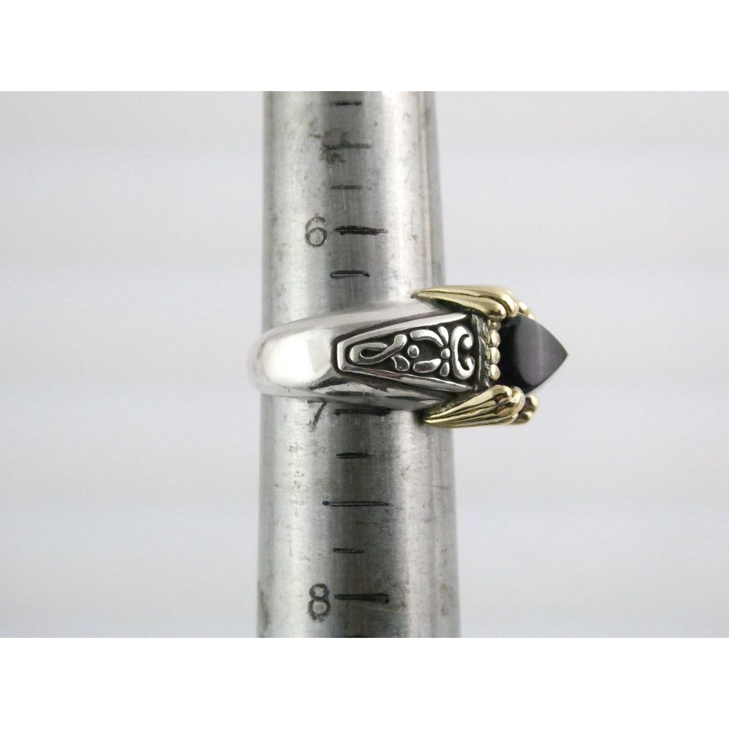 John Hardy Sterling Silver 18k Gold Pointed Pyramid Cut Amethyst Ring Size 6.75