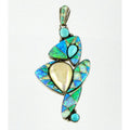 Sajen Sterling Silver Druzy Quartz Turquoise and Opal Pendant 925 3.25 Inches