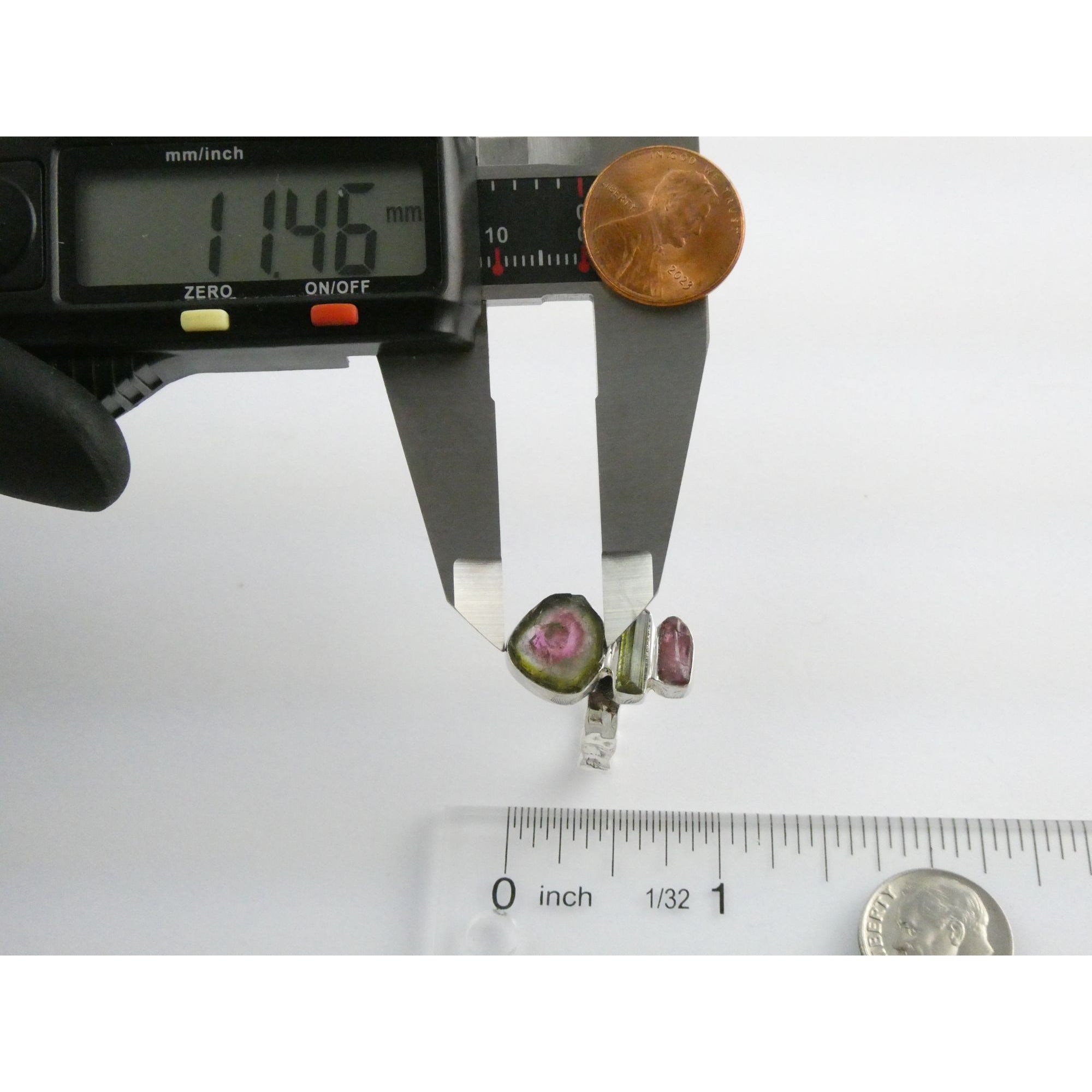 Artisan Made Sterling Silver Watermelon Tourmaline Ring Size 5.75 Weighs 5.9g