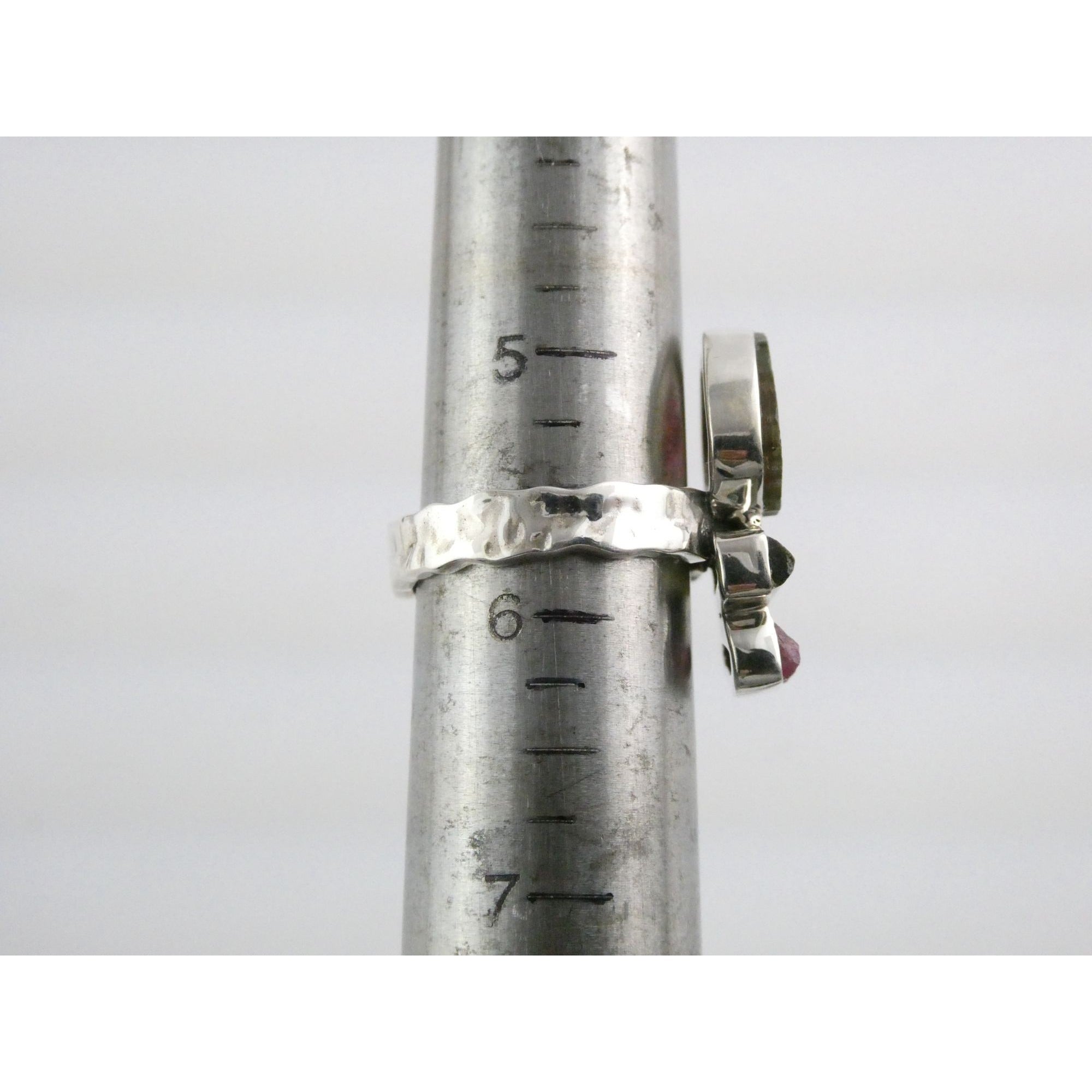 Artisan Made Sterling Silver Watermelon Tourmaline Ring Size 5.75 Weighs 5.9g