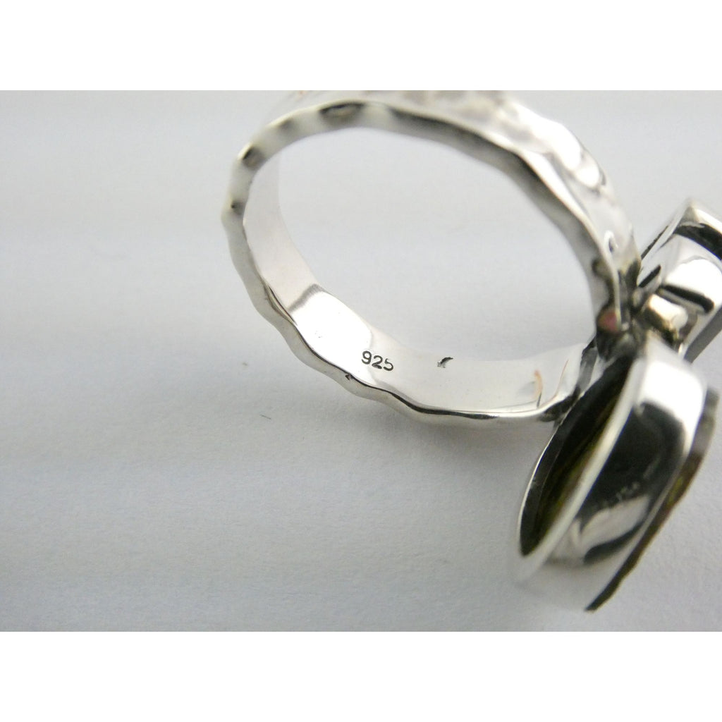 Artisan Made Sterling Silver Watermelon Tourmaline Ring Size 5.75 Weighs 5.9g