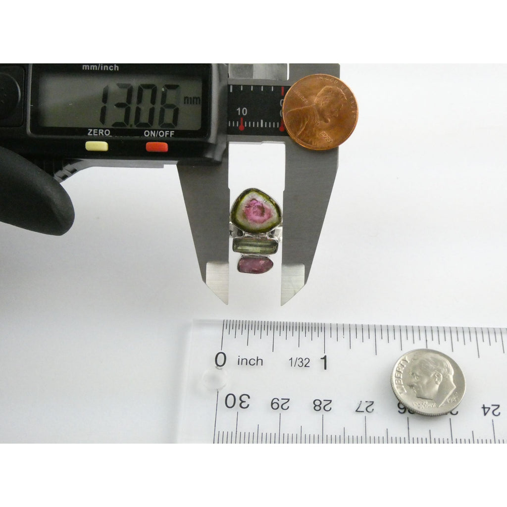 Artisan Made Sterling Silver Watermelon Tourmaline Ring Size 5.75 Weighs 5.9g