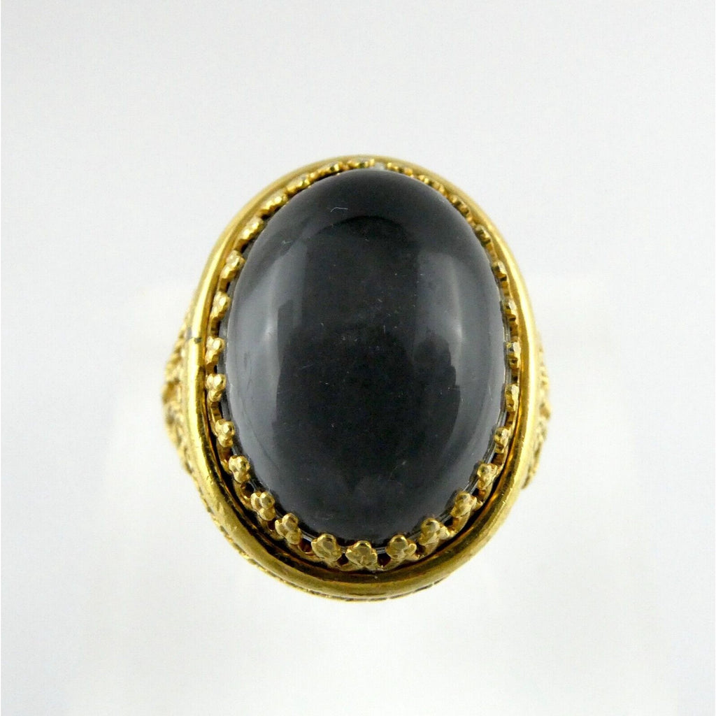 Goldtone Metal White Gray Reflective Rhinestone Ring Size 6 8.5g