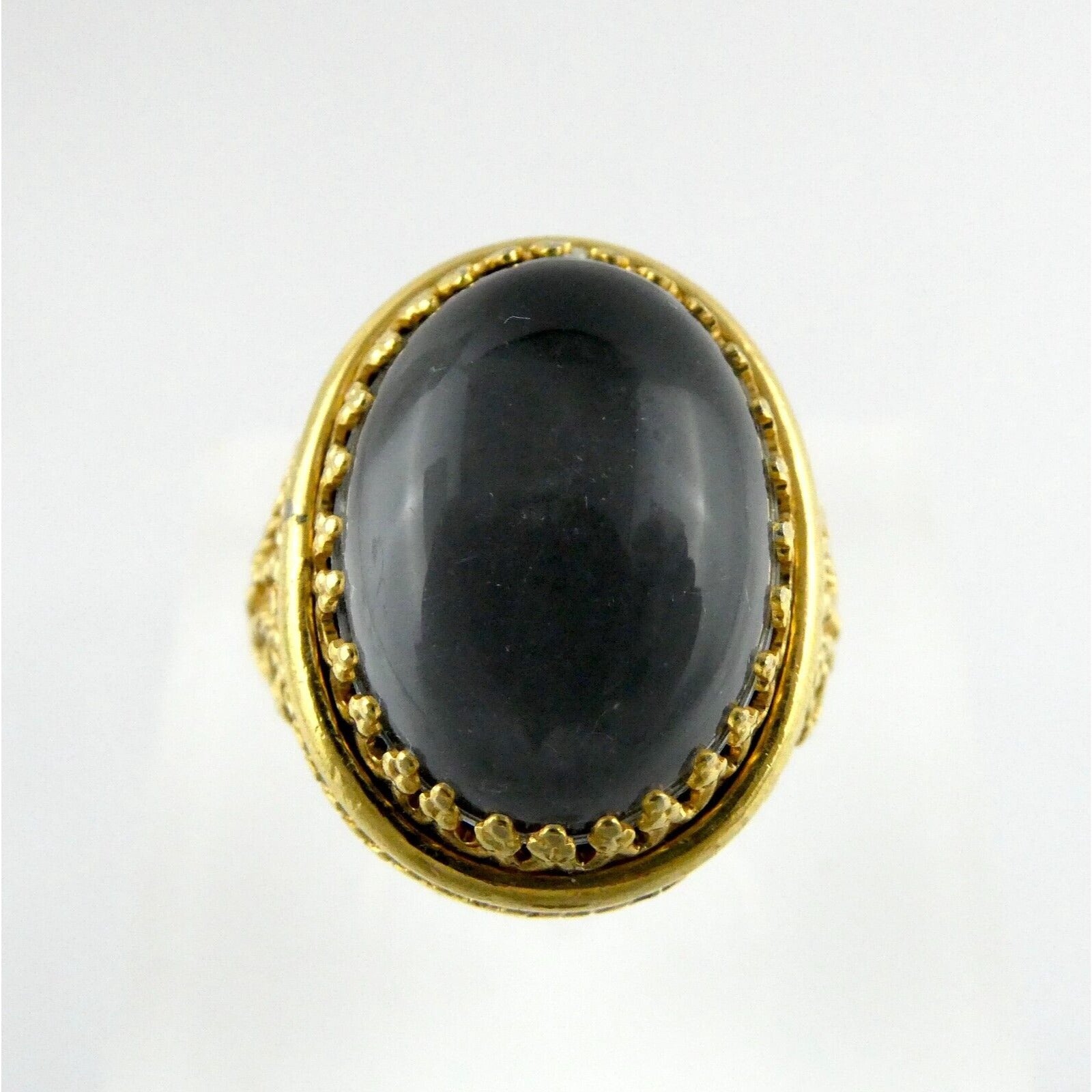 Goldtone Metal White Gray Reflective Rhinestone Ring Size 6 8.5g