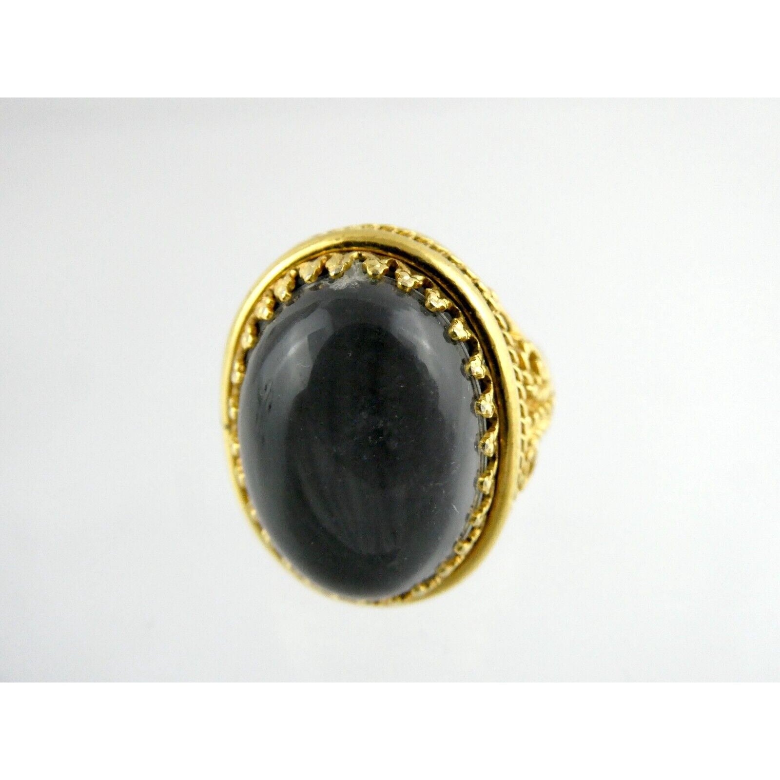 Goldtone Metal White Gray Reflective Rhinestone Ring Size 6 8.5g