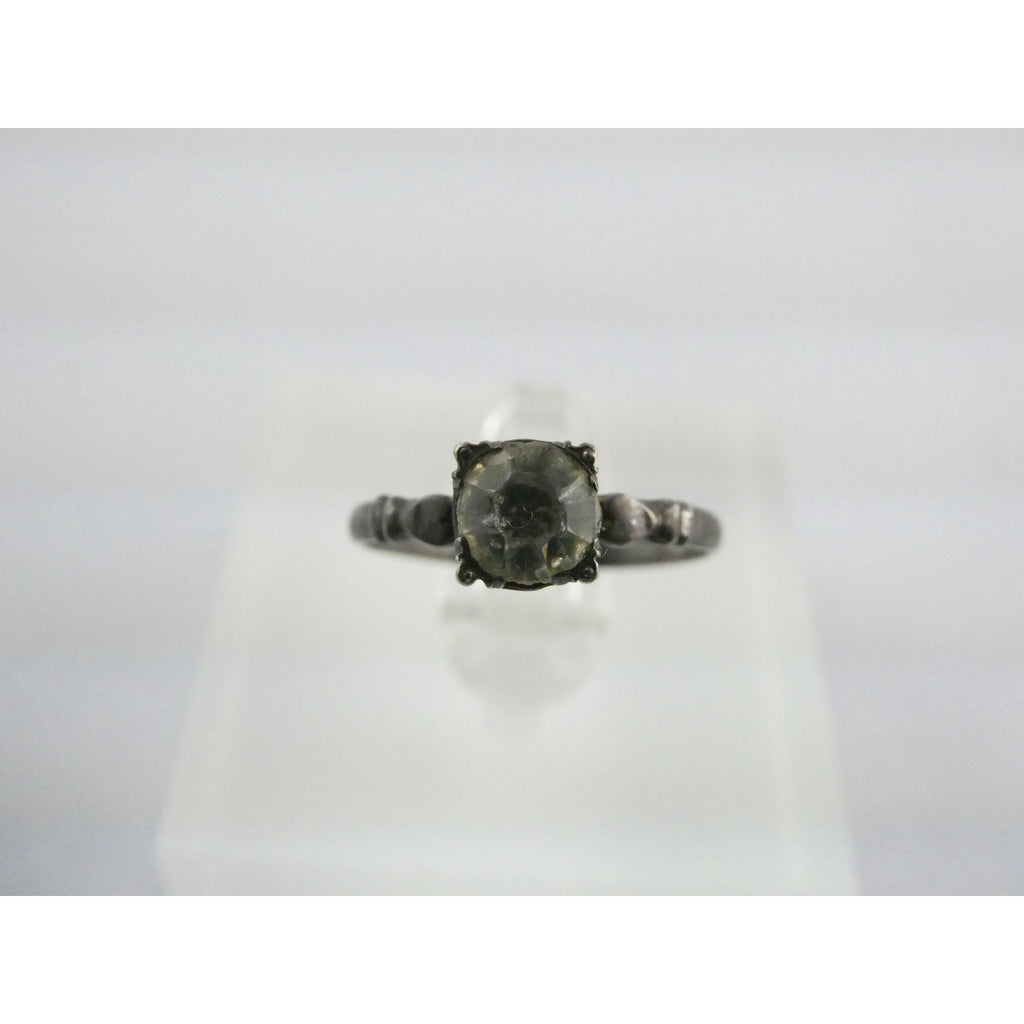 Vintage Sterling Silver Paste Glass Solitaire Gem Ring Size 4.75 1 Grams