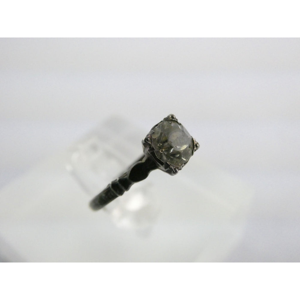 Vintage Sterling Silver Paste Glass Solitaire Gem Ring Size 4.75 1 Grams