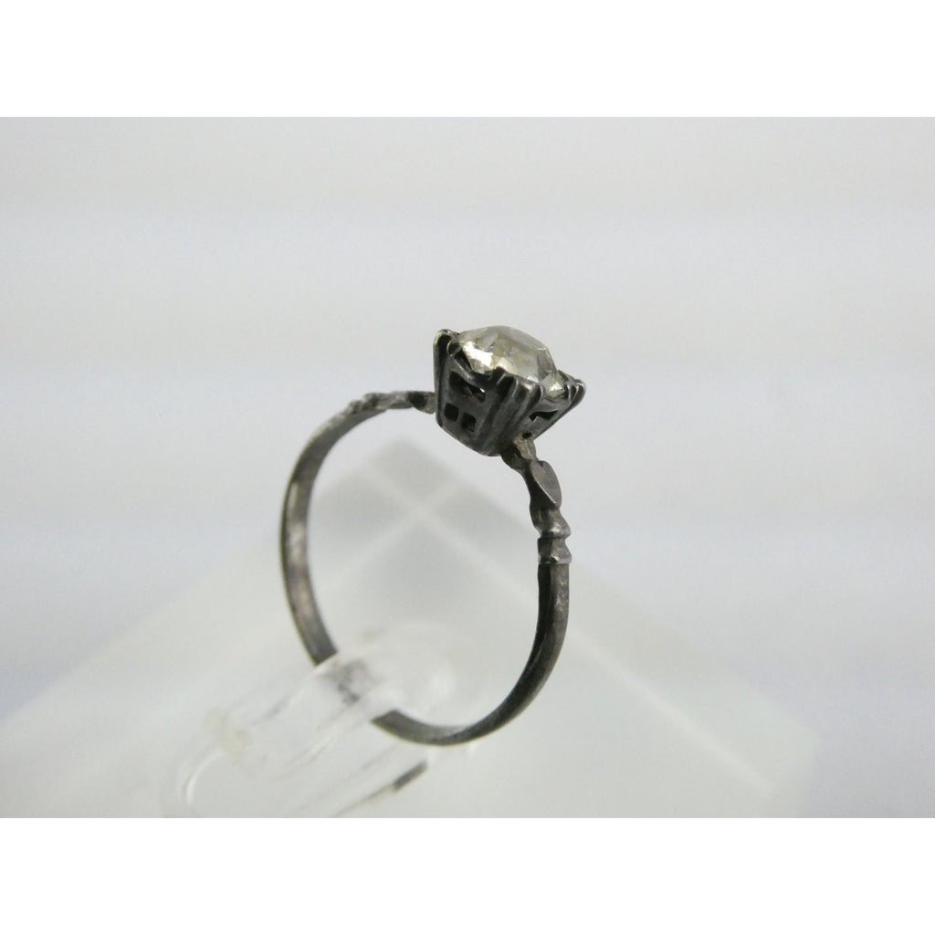 Vintage Sterling Silver Paste Glass Solitaire Gem Ring Size 4.75 1 Grams