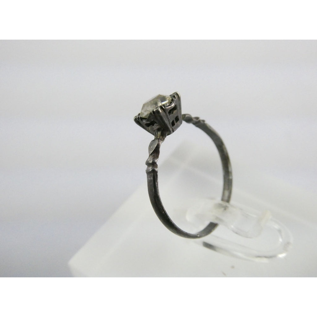 Vintage Sterling Silver Paste Glass Solitaire Gem Ring Size 4.75 1 Grams