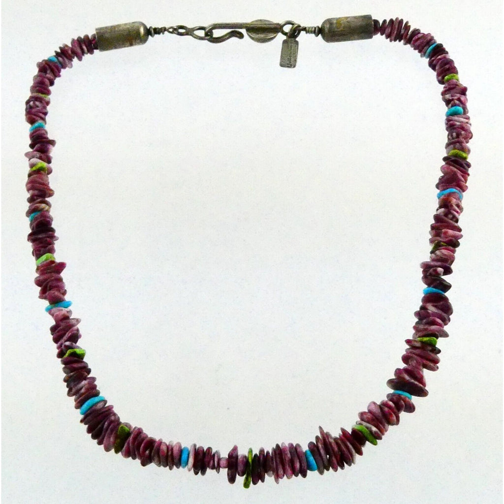 Desiree Yellowhorse NA Navajo Sterling Silver Purple Spiny Oyster Necklace 925