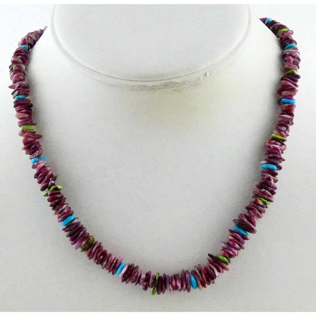 Desiree Yellowhorse NA Navajo Sterling Silver Purple Spiny Oyster Necklace 925