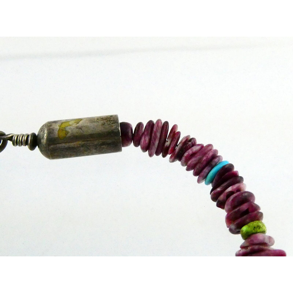 Desiree Yellowhorse NA Navajo Sterling Silver Purple Spiny Oyster Necklace 925