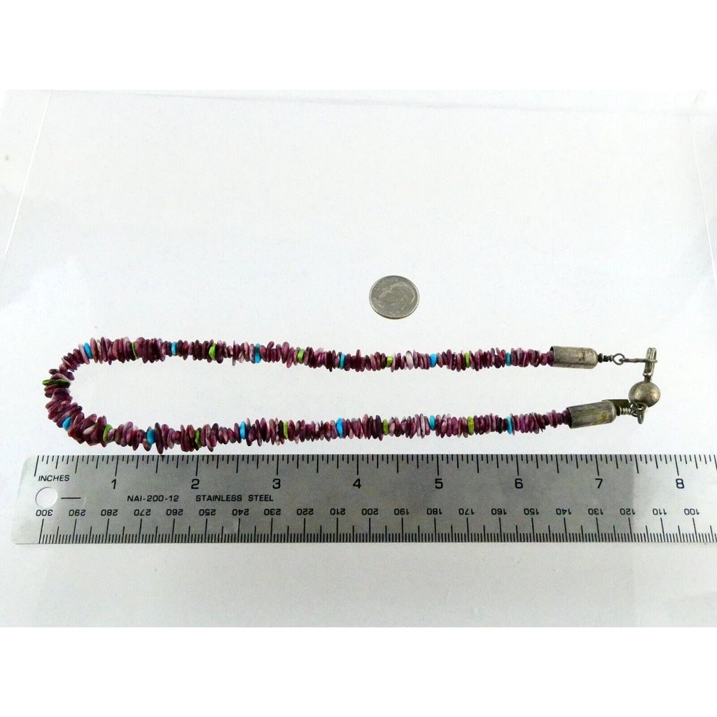 Desiree Yellowhorse NA Navajo Sterling Silver Purple Spiny Oyster Necklace 925
