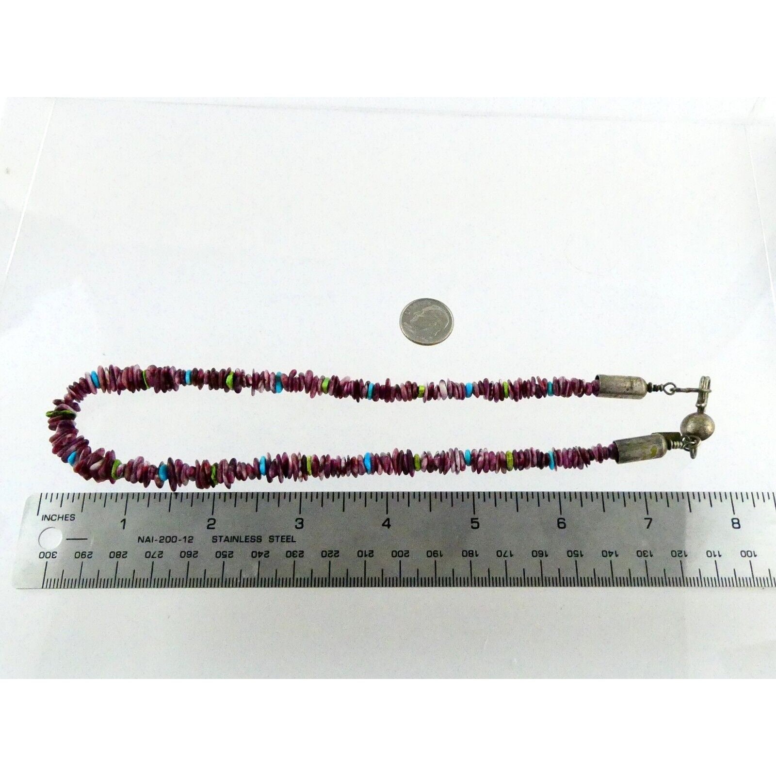 Desiree Yellowhorse NA Navajo Sterling Silver Purple Spiny Oyster Necklace 925