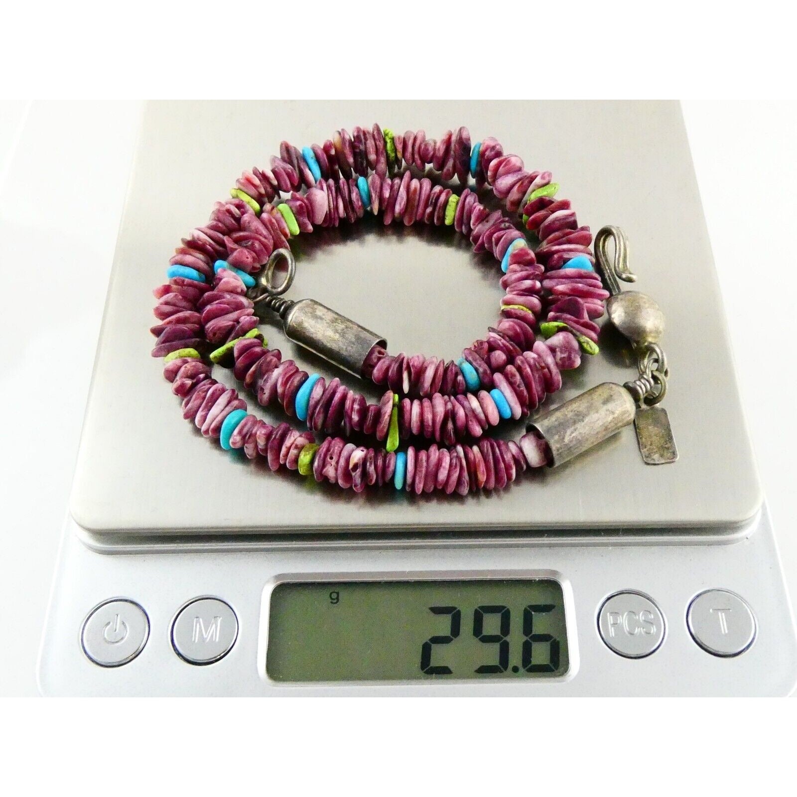 Desiree Yellowhorse NA Navajo Sterling Silver Purple Spiny Oyster Necklace 925