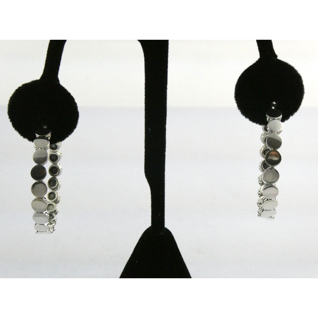 John Hardy Dot Collection Sterling Silver Hoop Earrings 925 38.78mm 19.5 Grams