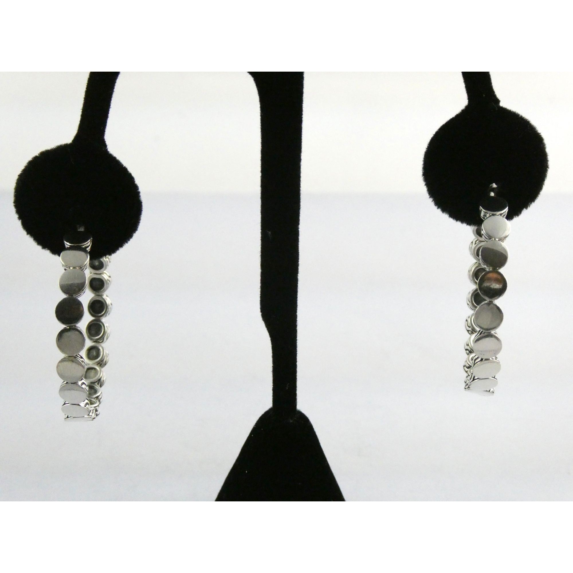 John Hardy Dot Collection Sterling Silver Hoop Earrings 925 38.78mm 19.5 Grams
