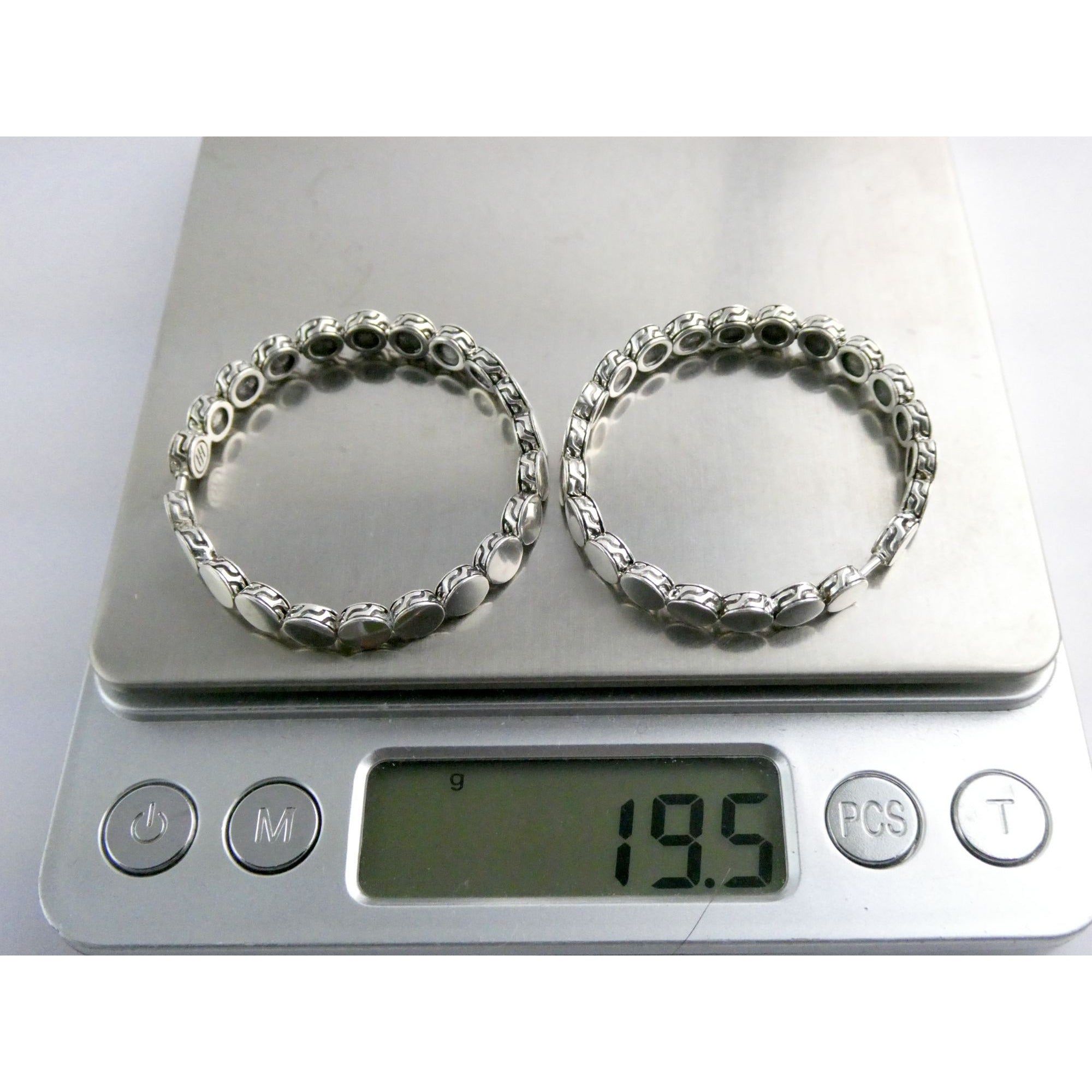 John Hardy Dot Collection Sterling Silver Hoop Earrings 925 38.78mm 19.5 Grams