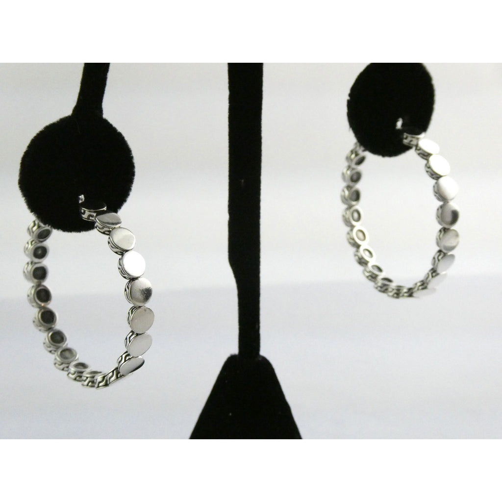John Hardy Dot Collection Sterling Silver Hoop Earrings 925 38.78mm 19.5 Grams