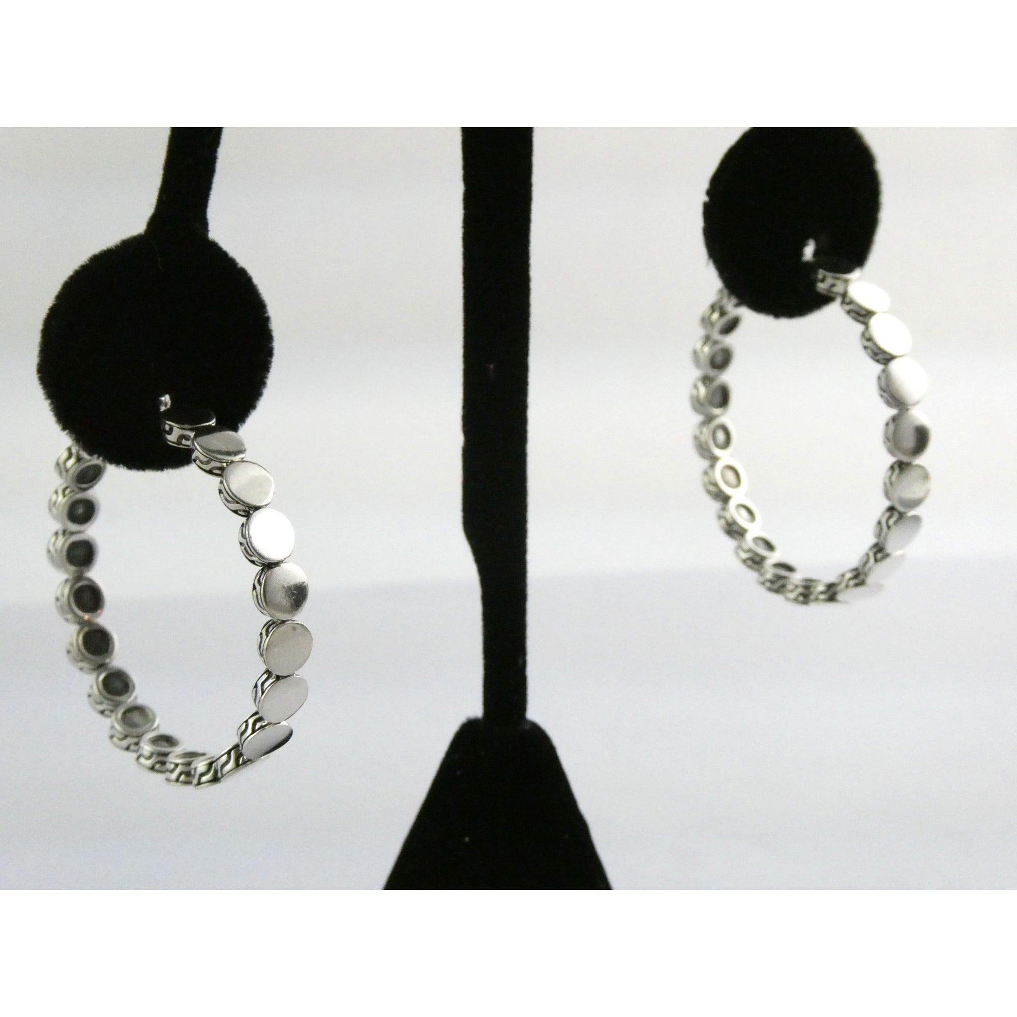 John Hardy Dot Collection Sterling Silver Hoop Earrings 925 38.78mm 19.5 Grams