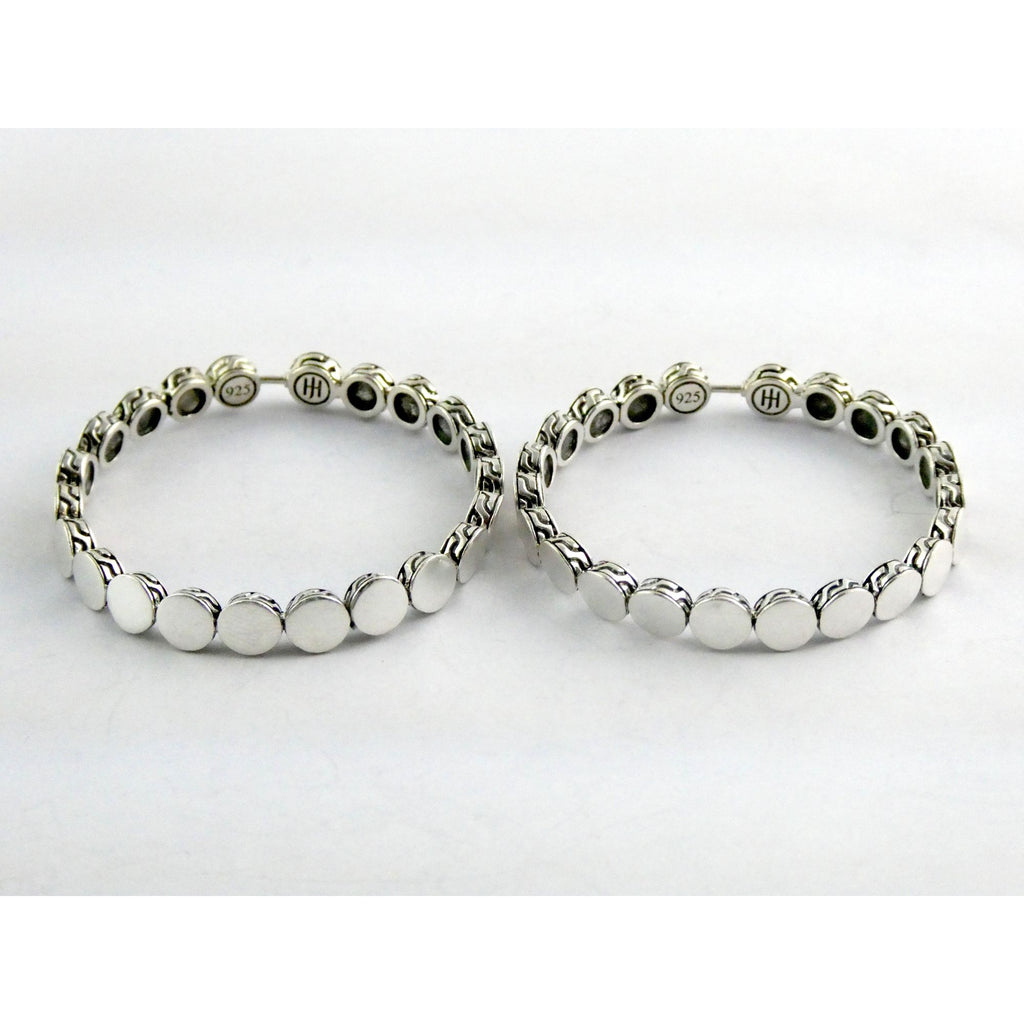 John Hardy Dot Collection Sterling Silver Hoop Earrings 925 38.78mm 19.5 Grams