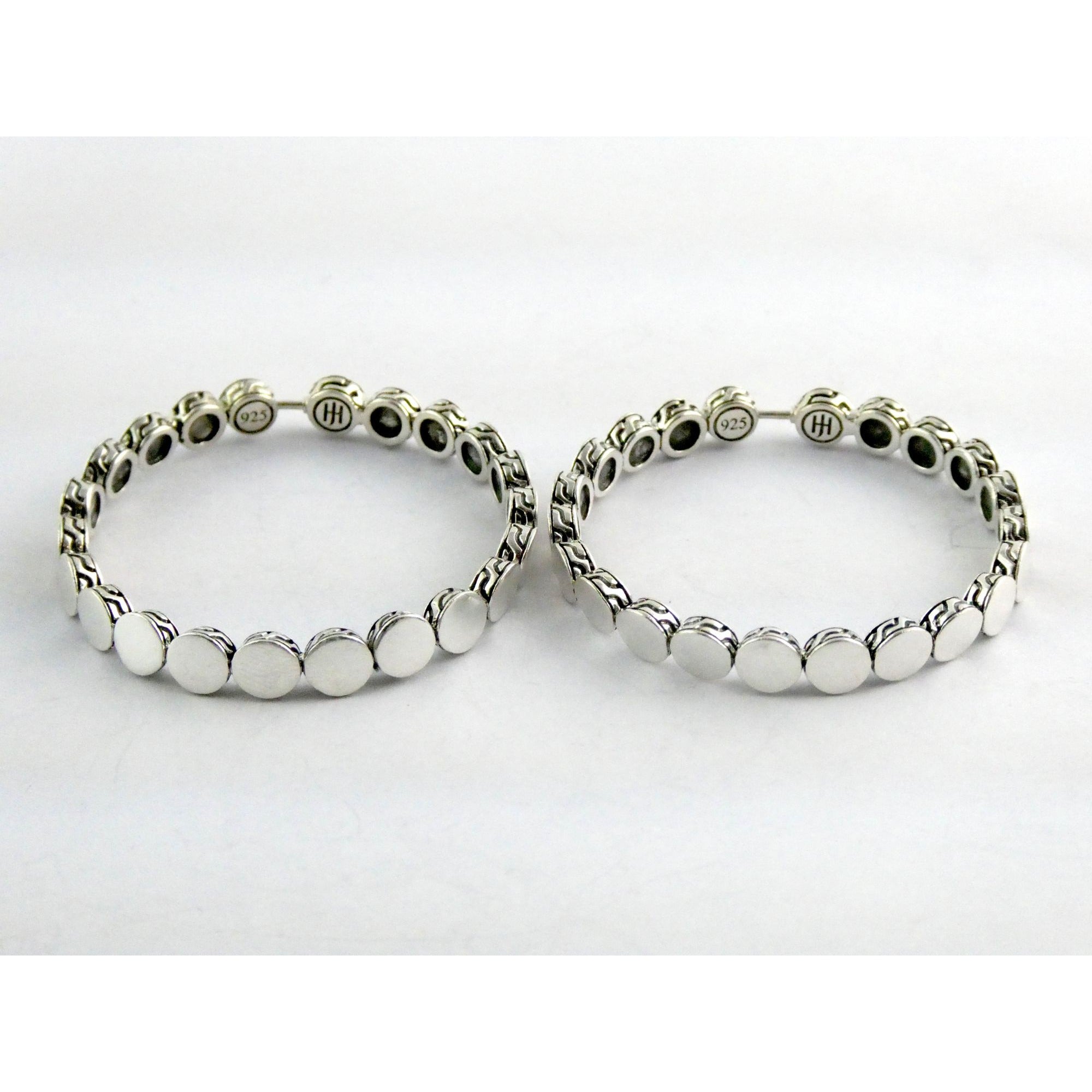 John Hardy Dot Collection Sterling Silver Hoop Earrings 925 38.78mm 19.5 Grams