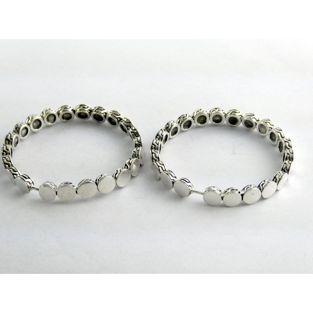 John Hardy Dot Collection Sterling Silver Hoop Earrings 925 38.78mm 19.5 Grams
